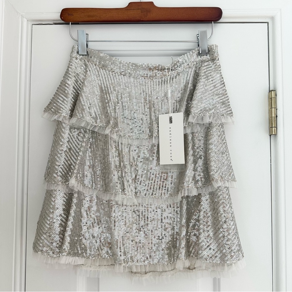 Silver Metallic Sequin Skirt